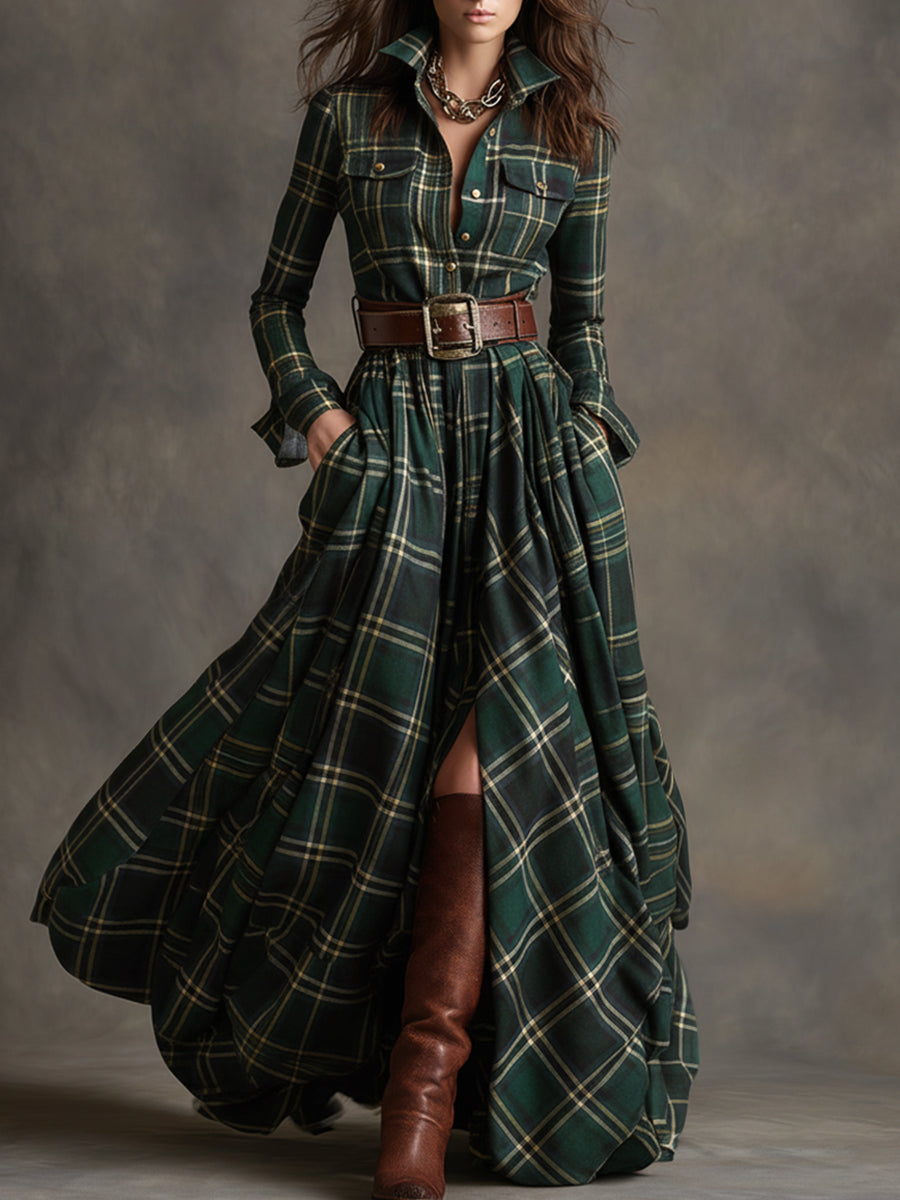 Susanne Hemdblusenkleid mit Gürtel in Grün
