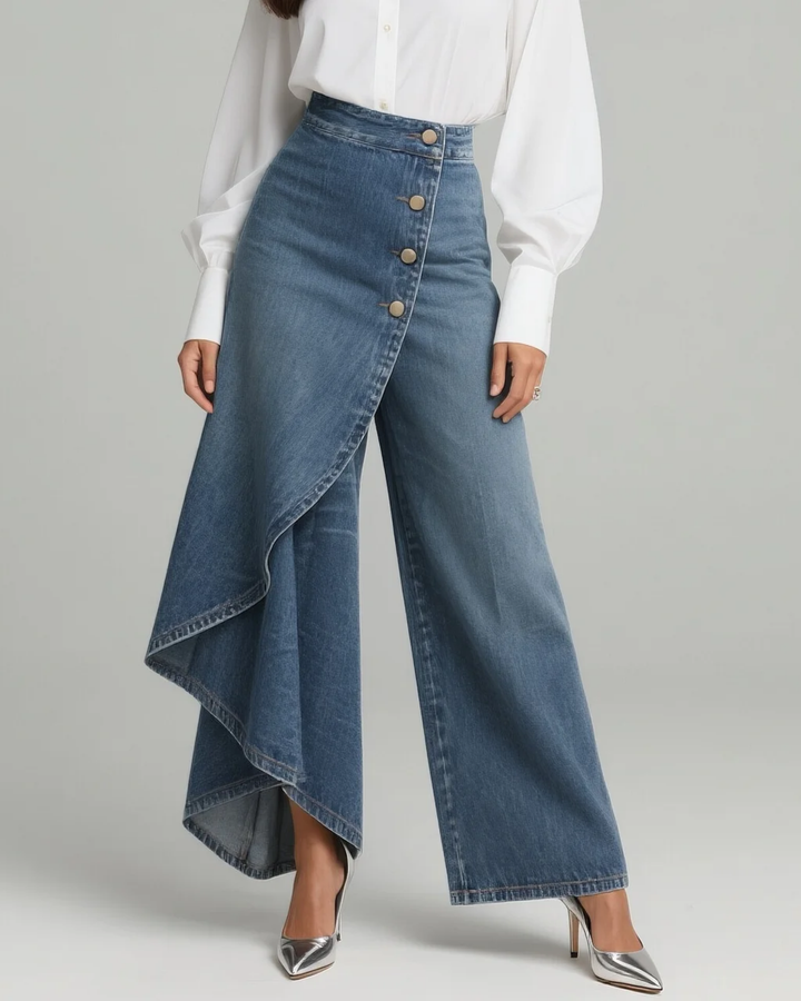 Franziska Denim Wickelhose in Hellblau, Vorderansicht