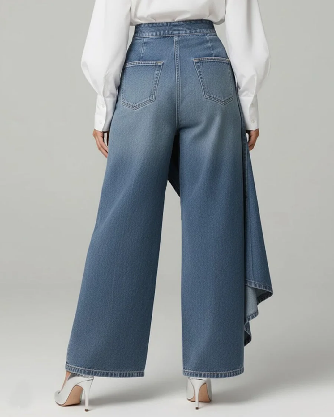 Franziska Denim Wickelhose in Hellblau, Rückansicht