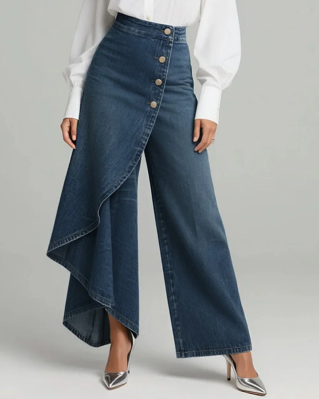 Franziska Denim Wickelhose in Dunkelblau, Vorderansicht
