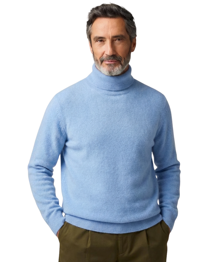 Christian – Rollkragenpullover in Hellblau, Vorderansicht