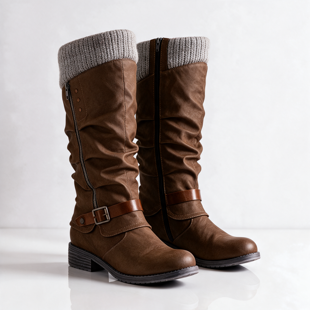 Elvira bequeme Stiefel mit Strickbündchen in Braun