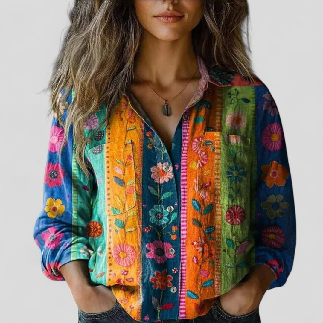 Annette Bluse mit buntem Blumenmuster