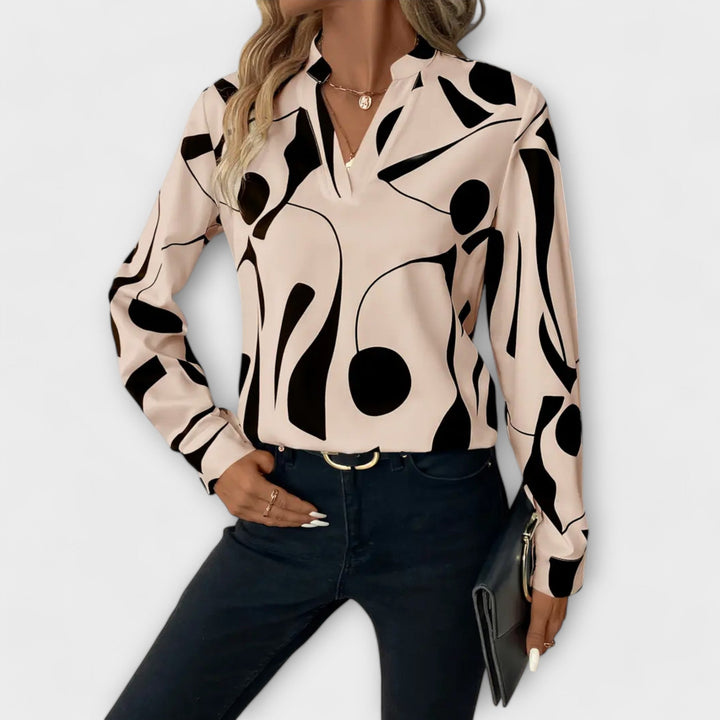 Angelika Elegante Bluse mit Design in Beige