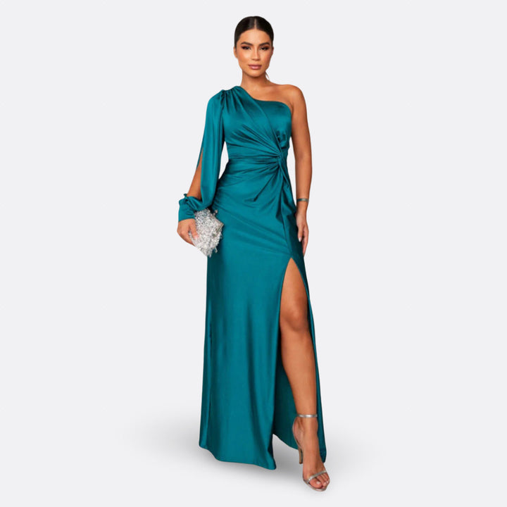 Charlotte – elegantes einärmeliges Kleid in Türkis