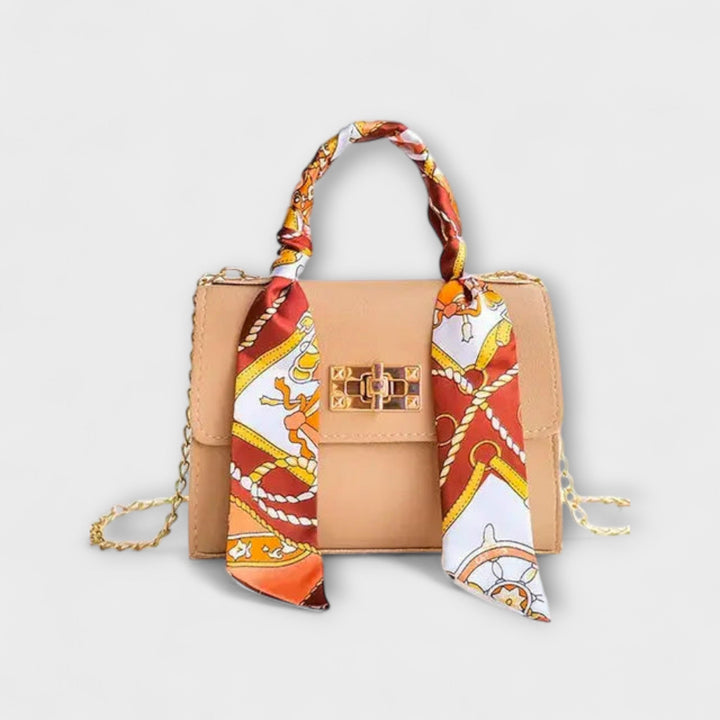 Ines Handtasche mit Schal in Hellbraun