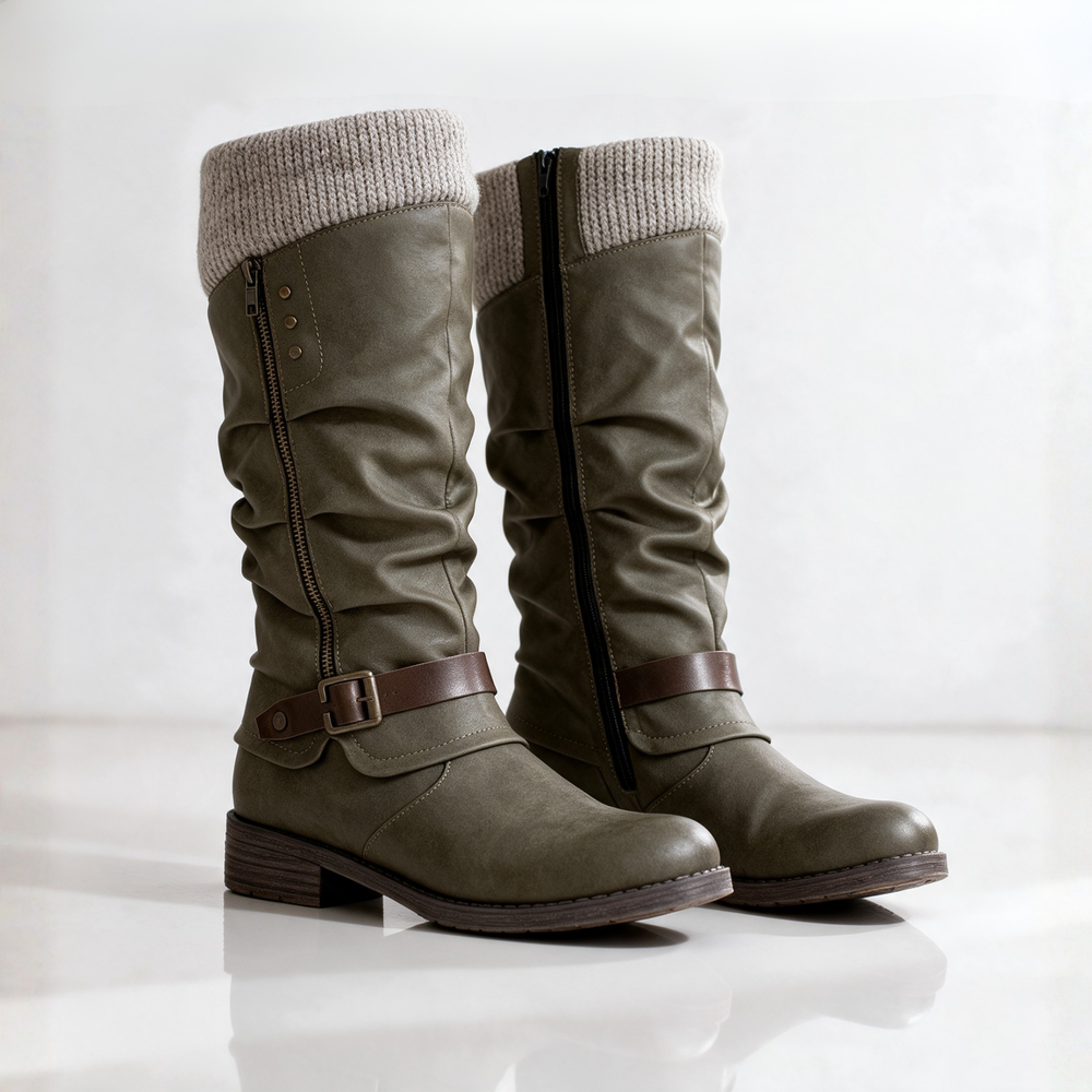 Elvira bequeme Stiefel mit Strickbündchen in Taupe