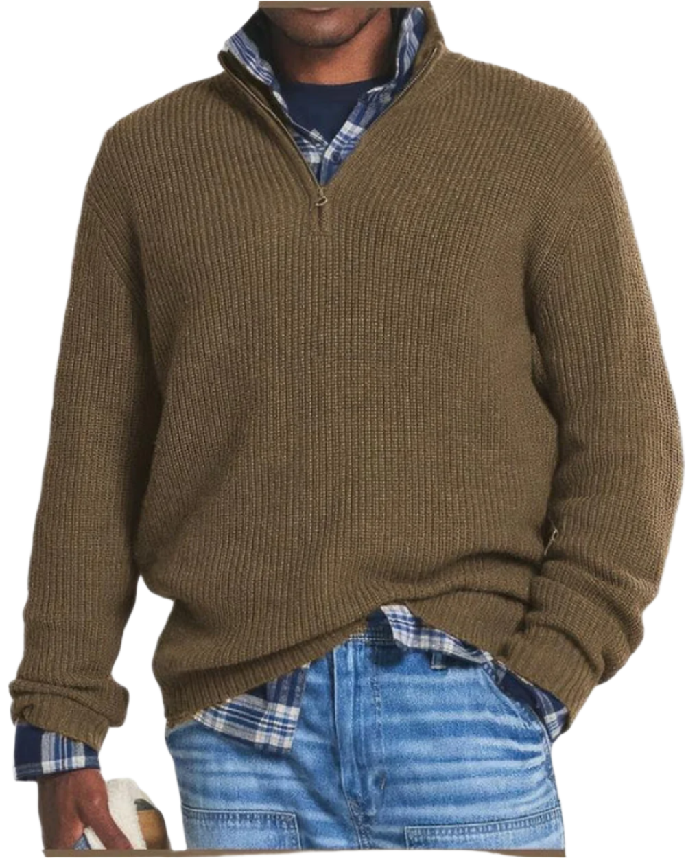 Bernhard Pullover mit Reissverschluss in Braun