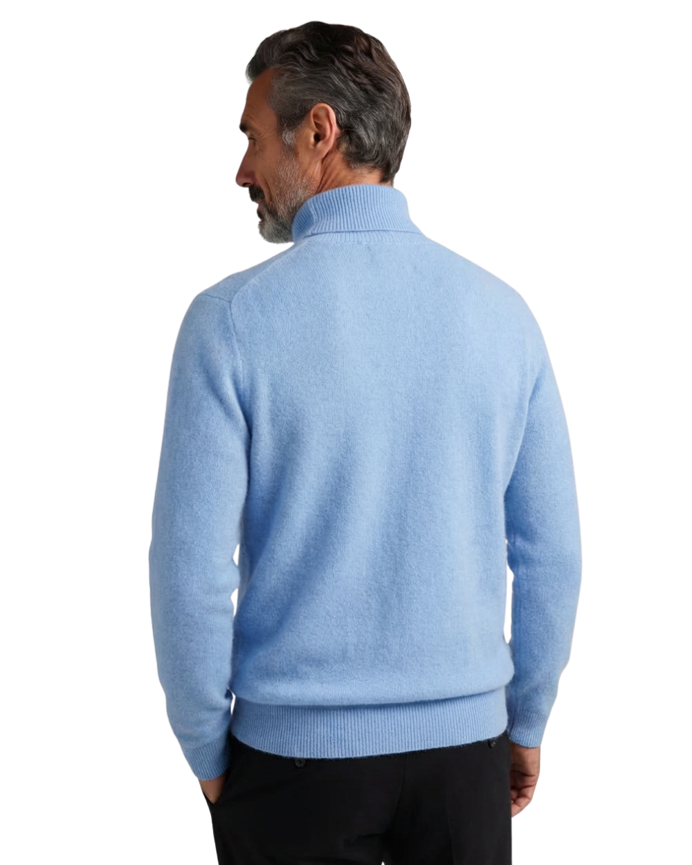 Christian – Rollkragenpullover in Hellblau, Rückansicht