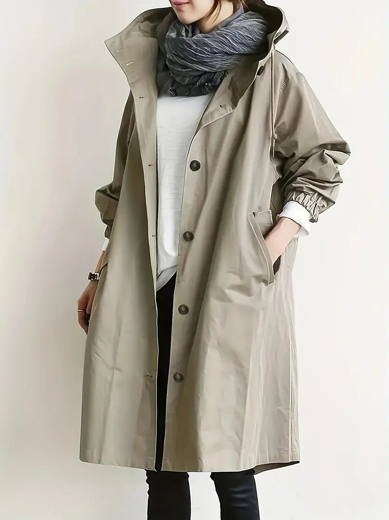 Katharina Oversized Trenchcoat in Beige, Vorderansicht