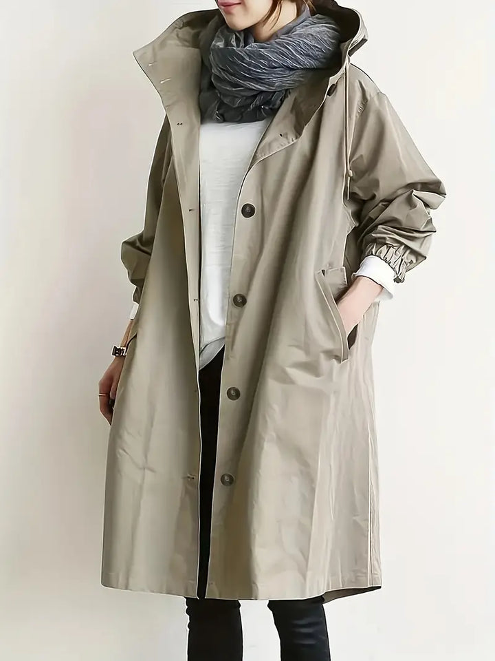 Katharina Oversized Trenchcoat in Beige, Vorderansicht