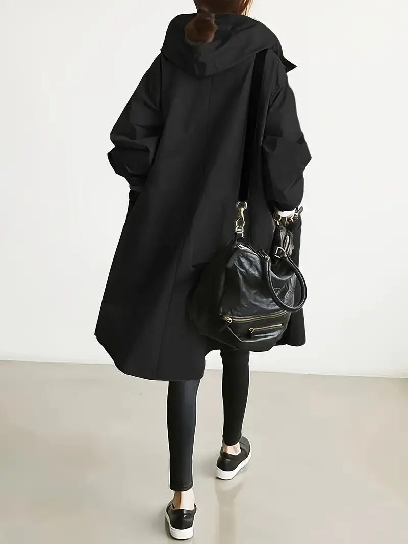 Katharina Oversized Trenchcoat in Schwarz, Rückansicht