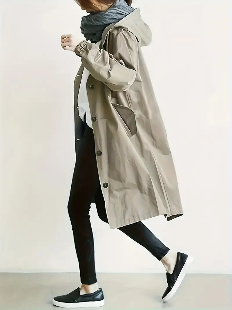 Katharina Oversized Trenchcoat in Beige, Seitenansicht