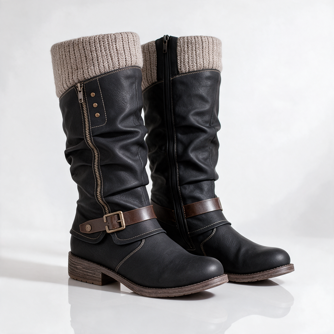 Elvira bequeme Stiefel mit Strickbündchen in Schwarz