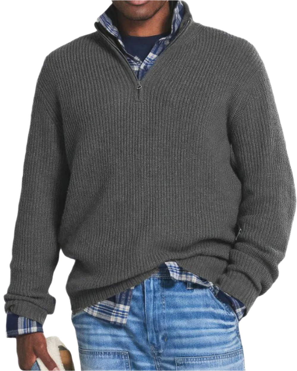 Bernhard Pullover mit Reissverschluss in Grau