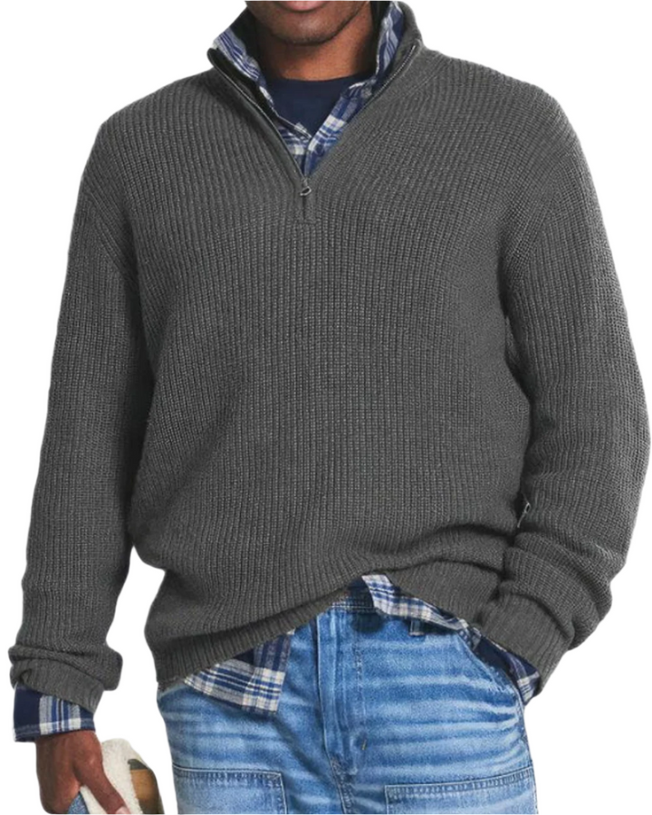 Bernhard Pullover mit Reissverschluss in Grau
