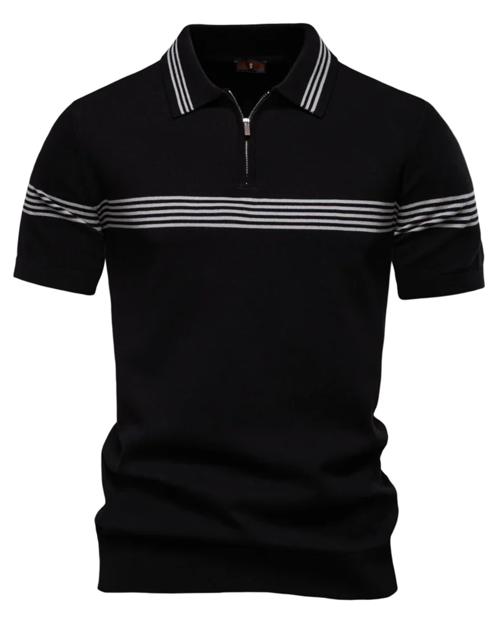 Lorenz Poloshirt mit Streifen in Schwarz