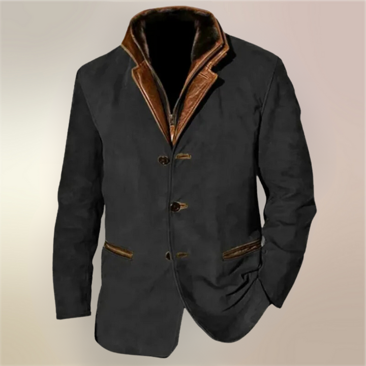 Hans – Elegante Vintage-Jacke in Schwarz, Einzelansicht