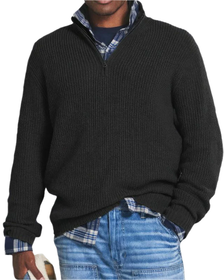Bernhard Pullover mit Reissverschluss in Schwarz