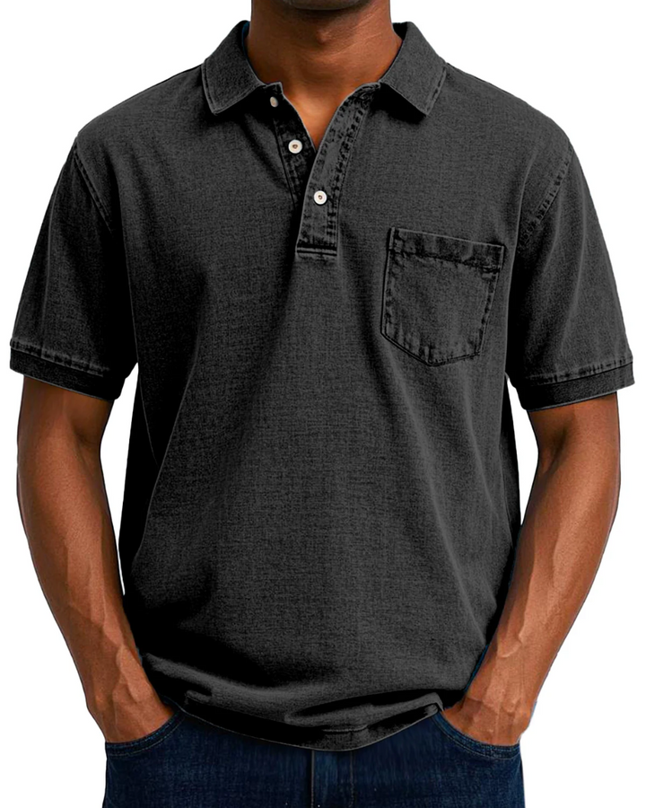 Armin Vintage-Poloshirt in Schwarz