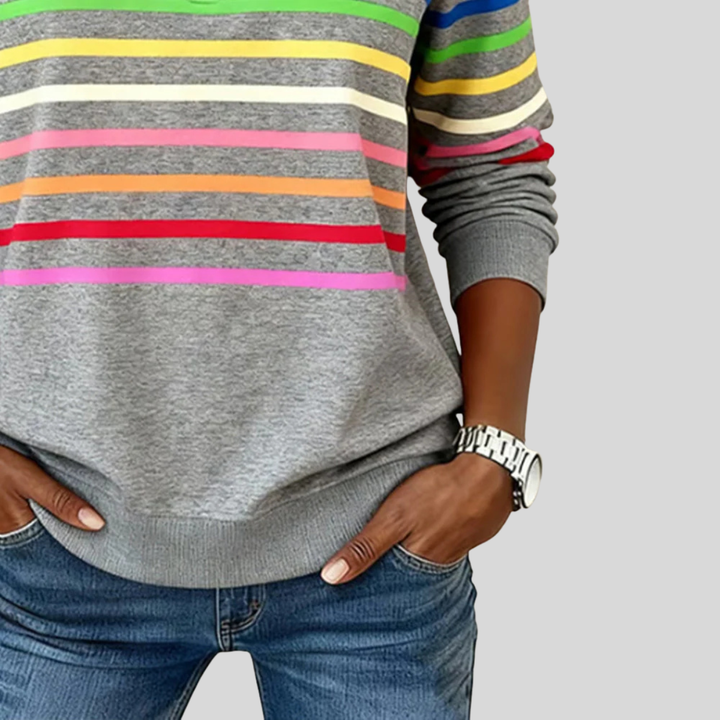Annemarie Sweatshirt in Grau, Detailansicht der Streifen