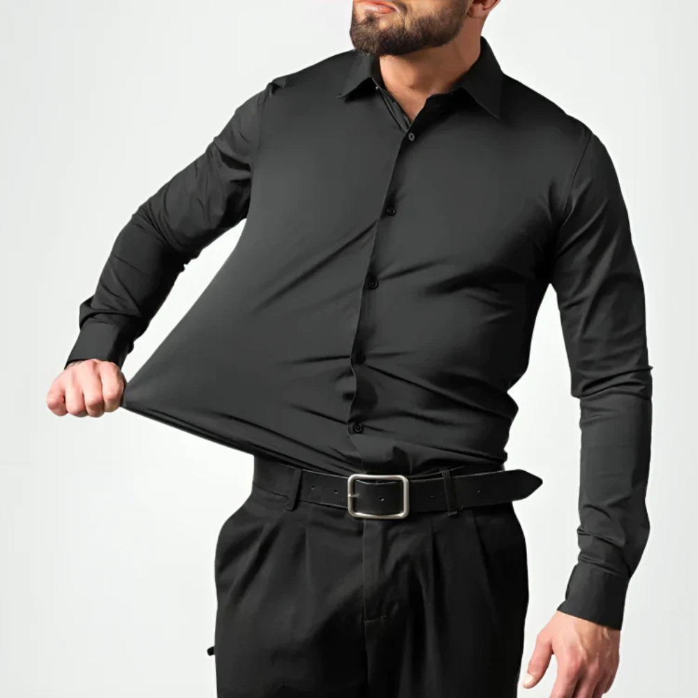Franz Business-Hemd in Schwarz mit elastischem Stoff