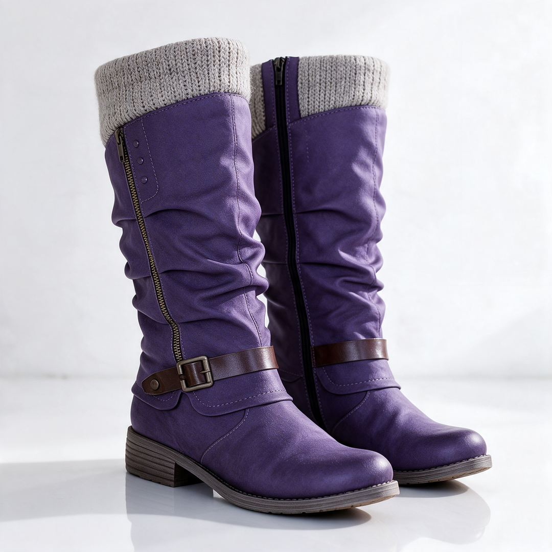 Elvira bequeme Stiefel mit Strickbündchen in Lila