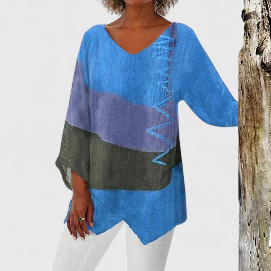 Gisela Tunika mit V-Ausschnitt in Blau