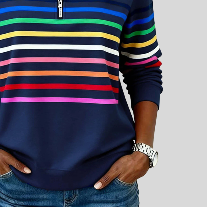 Annemarie Sweatshirt in Marineblau, Detailansicht der Streifen