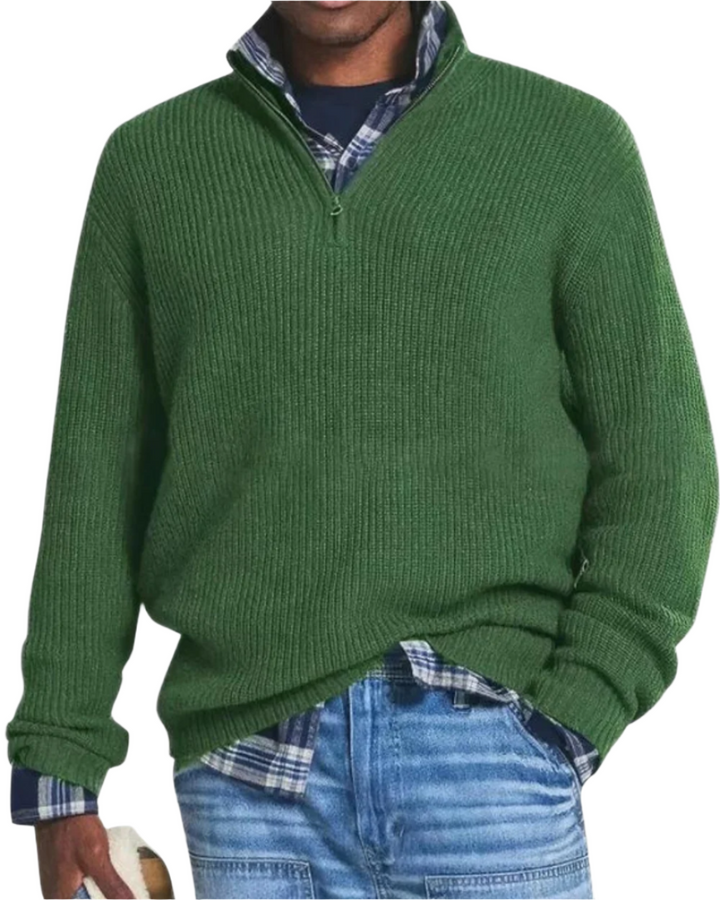 Bernhard Pullover mit Reissverschluss in Grün