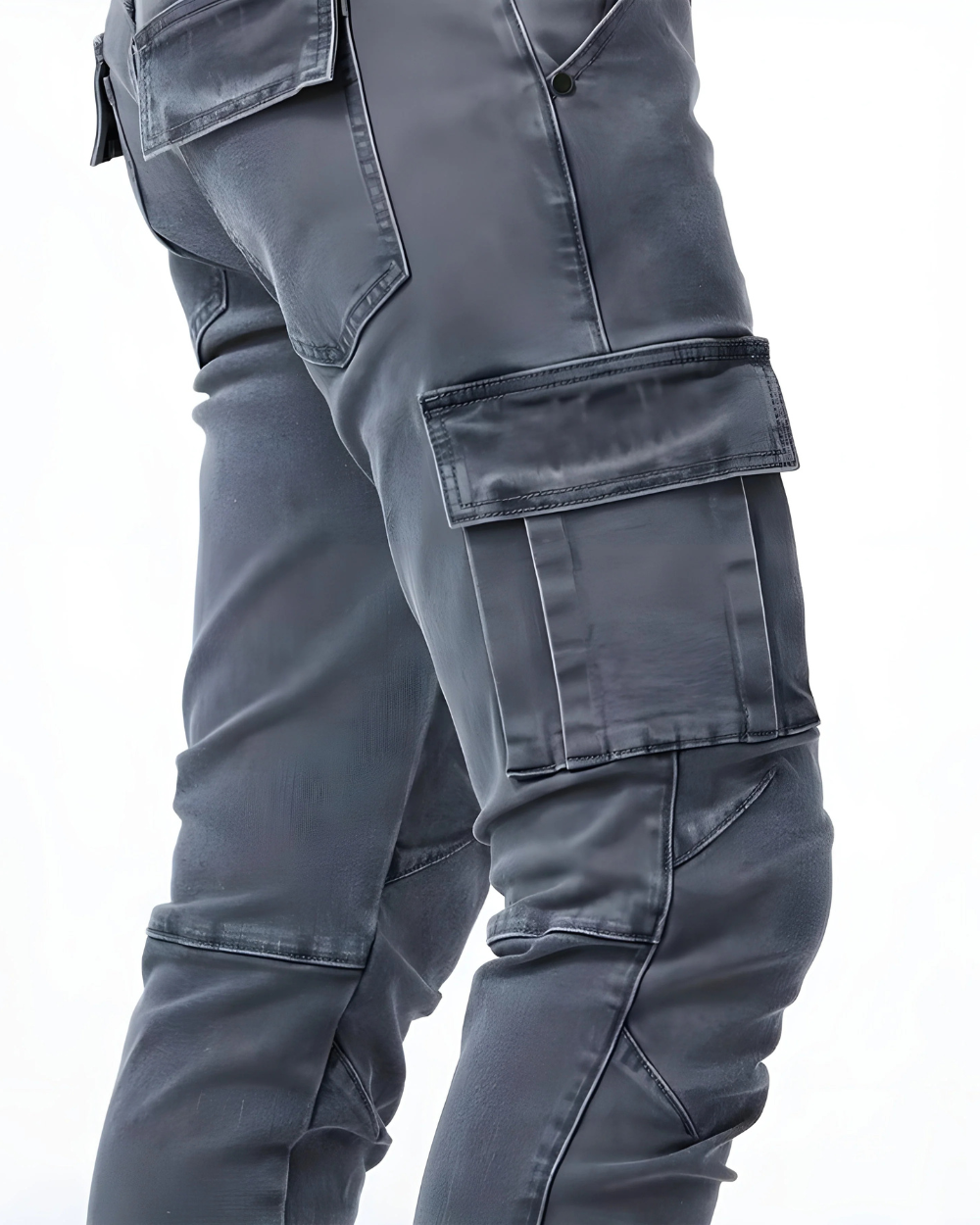 Dominik Cargo Stretch-Hose in Grau, Detail der Cargo-Taschen