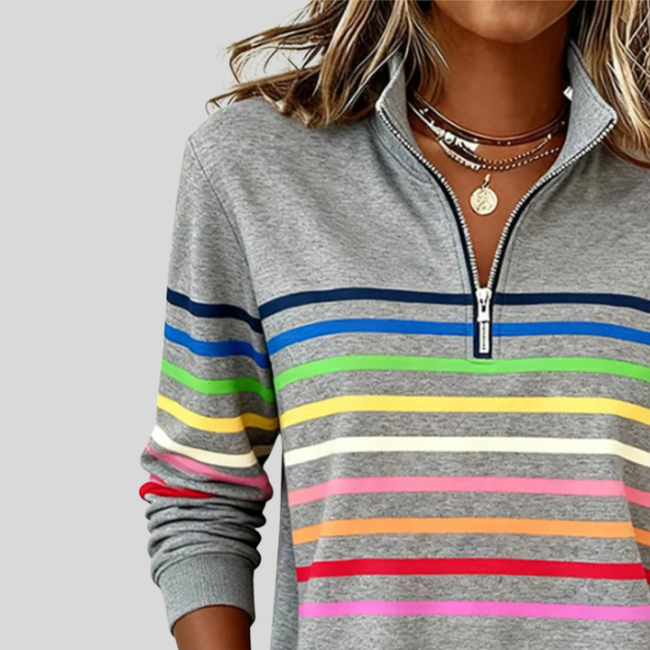 Annemarie Sweatshirt in Grau, Detailansicht des Reissverschlusses