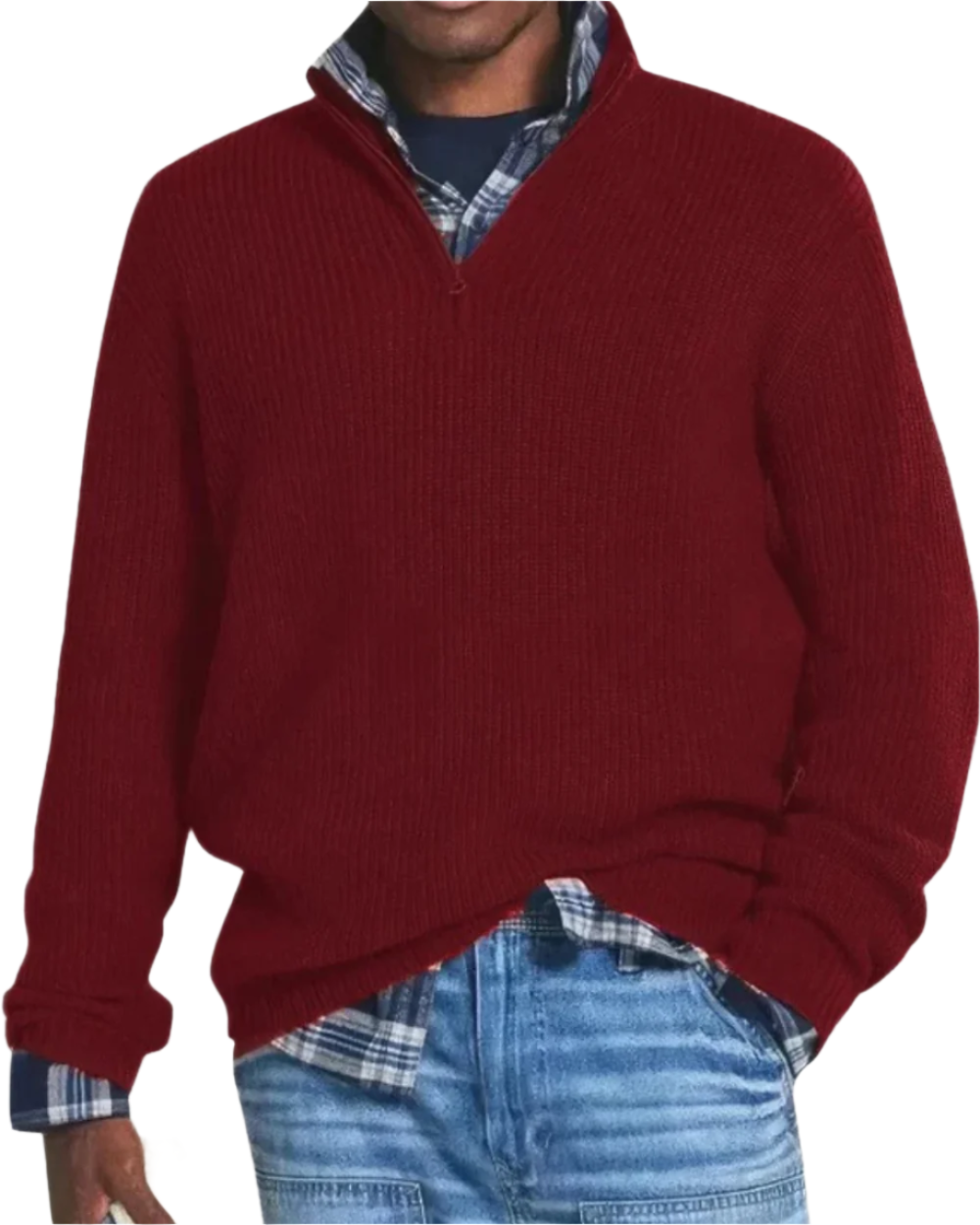 Bernhard Pullover mit Reissverschluss in Rot