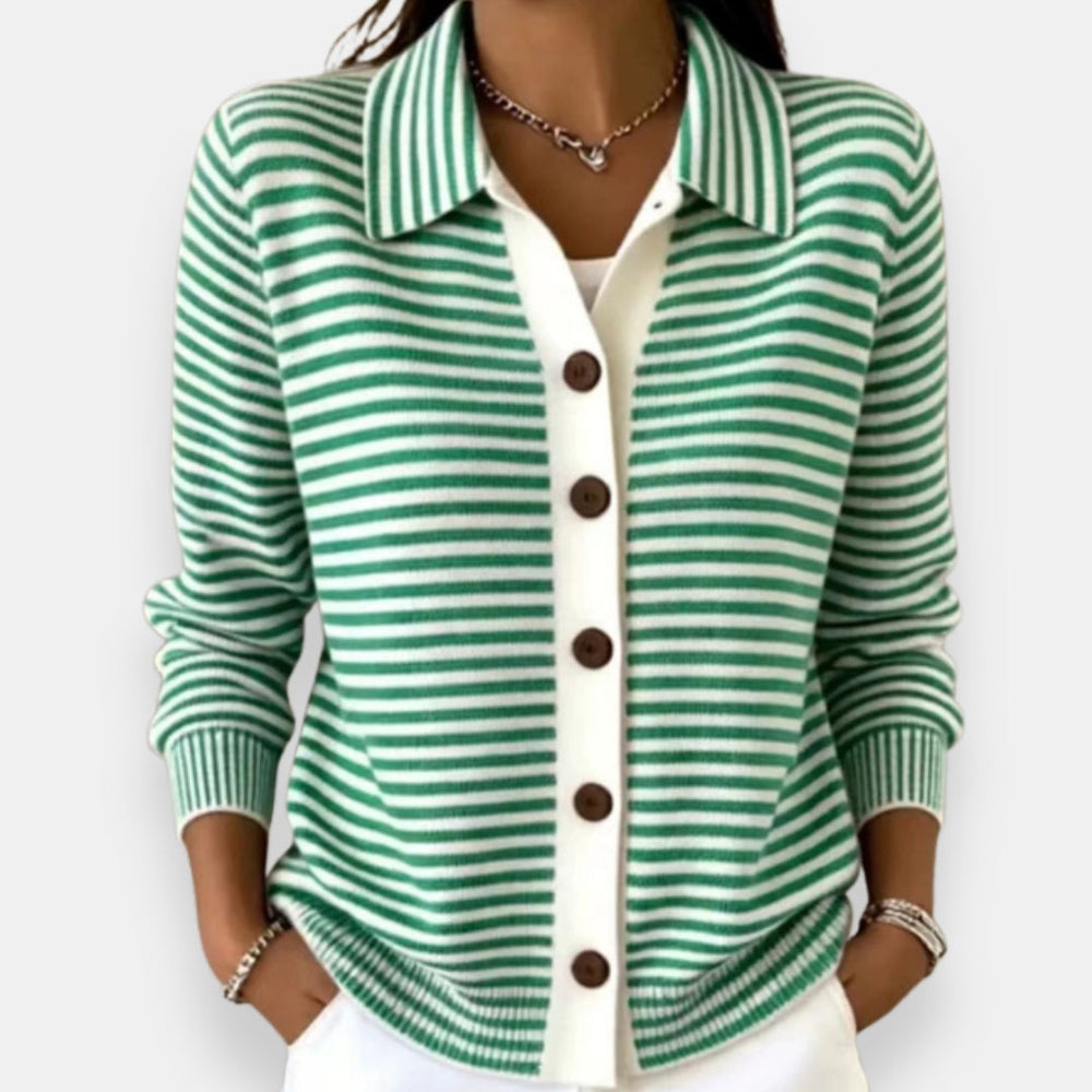 Christine gestreifte Strickjacke in Grün
