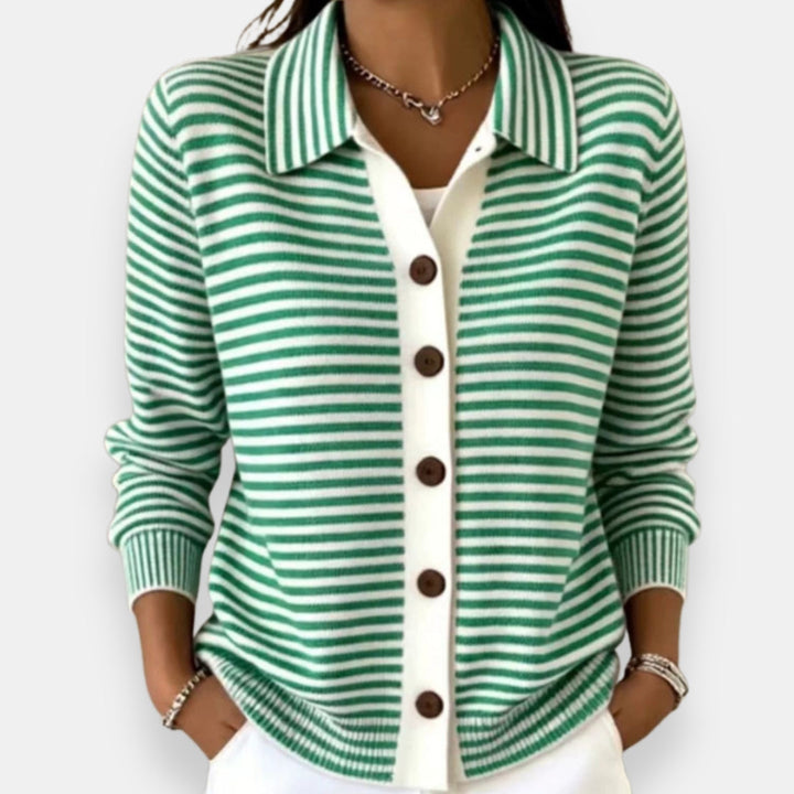 Christine gestreifte Strickjacke in Grün