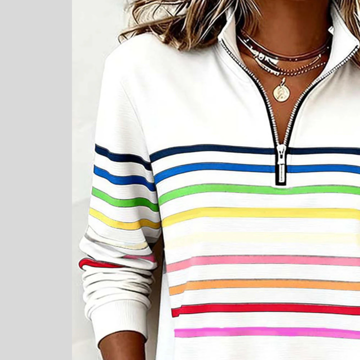 Annemarie Sweatshirt in Weiss, Detailansicht des Reissverschlusses