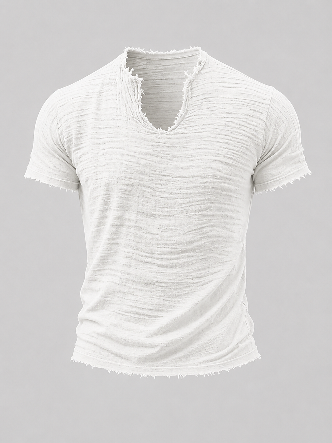 René Vintage T-Shirt mit V-Ausschnitt in Weiss