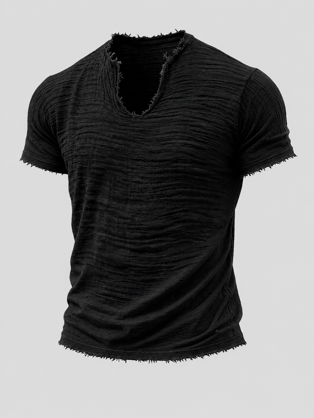 René Vintage T-Shirt mit V-Ausschnitt in Schwarz