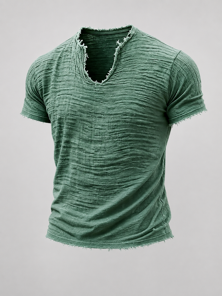 René Vintage T-Shirt mit V-Ausschnitt in Grün