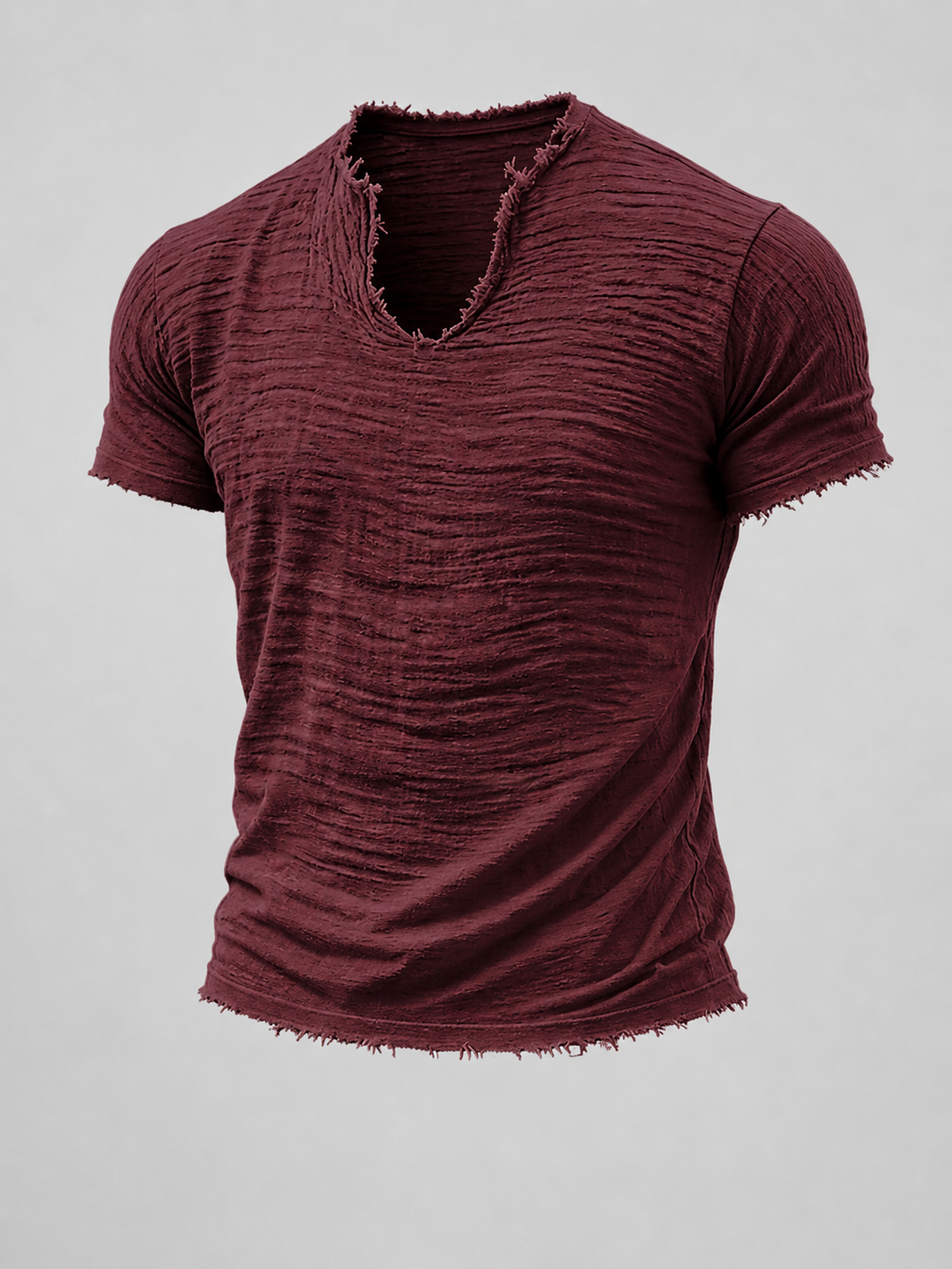 René Vintage T-Shirt mit V-Ausschnitt in Burgunder