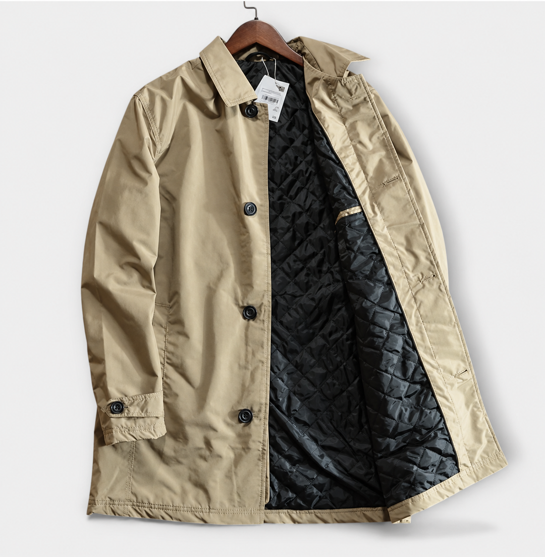 Peter Trenchcoat in Khaki mit gestepptem Futter
