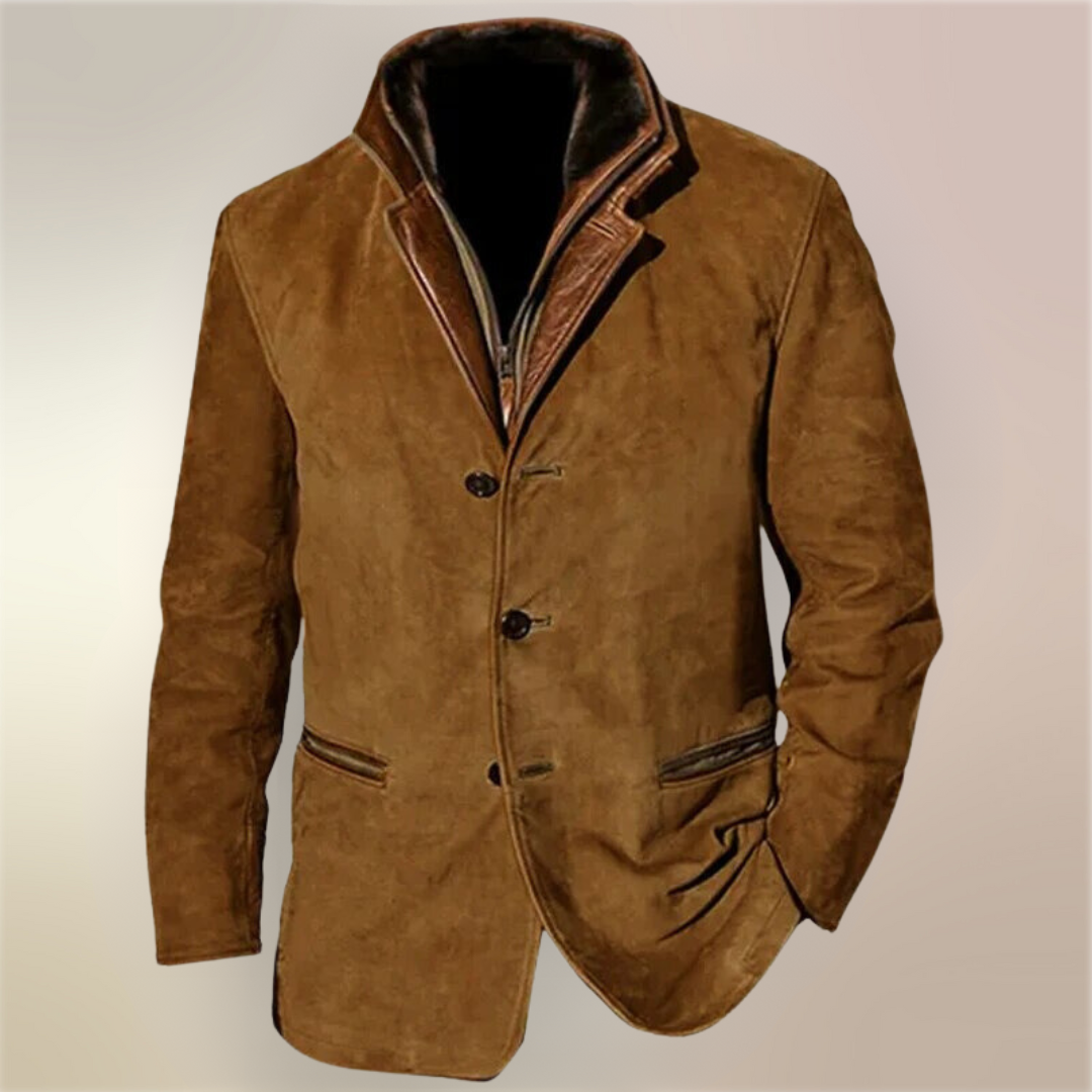 Hans – Elegante Vintage-Jacke in Braun, Einzelansicht