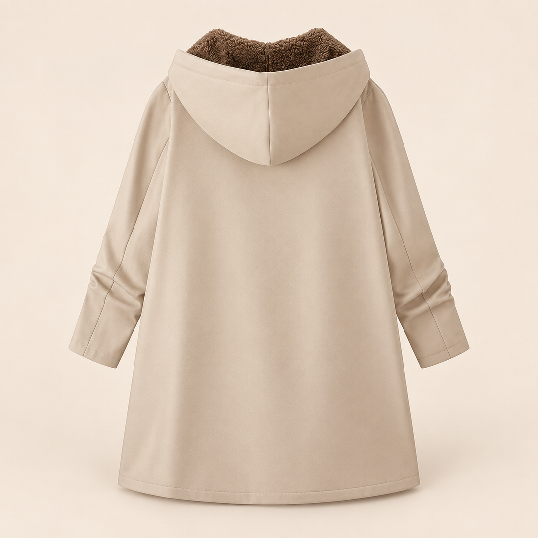 Beatrice Kapuzenmantel in Khaki, Rückansicht