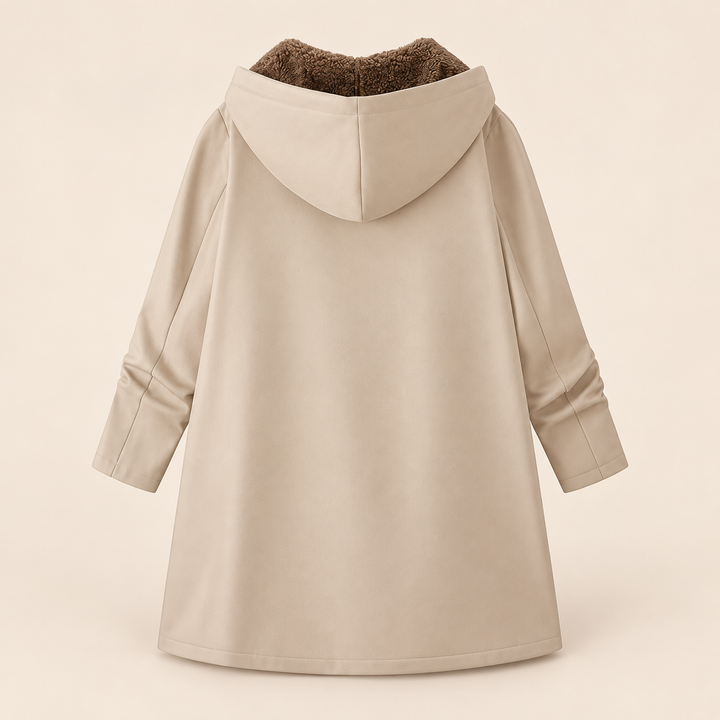 Beatrice Kapuzenmantel in Khaki, Rückansicht