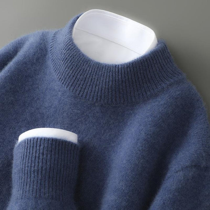 Werner Pullover in Blau, Detailansicht des Kragens