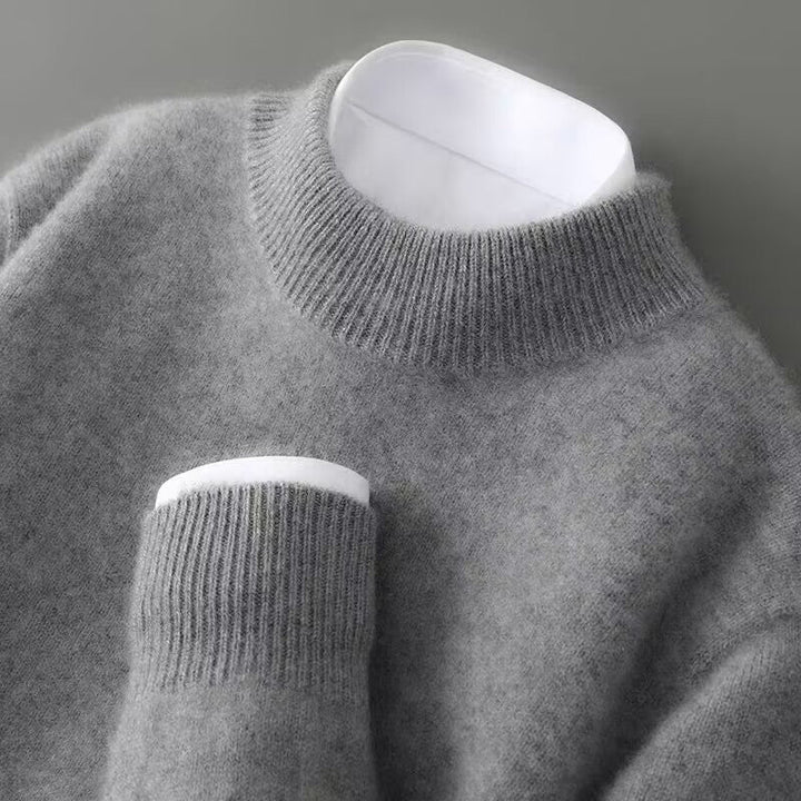 Werner Pullover in Grau, Detailansicht des Kragens