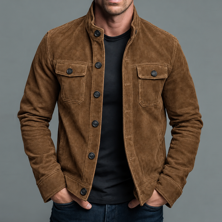 Andreas Hemdjacke mit weichem Touch in Braun, Vorderansicht