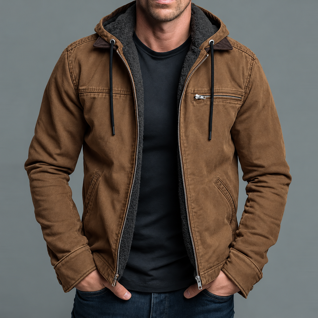 Markus – Vintage-Kapuzenjacke in Braun, getragen