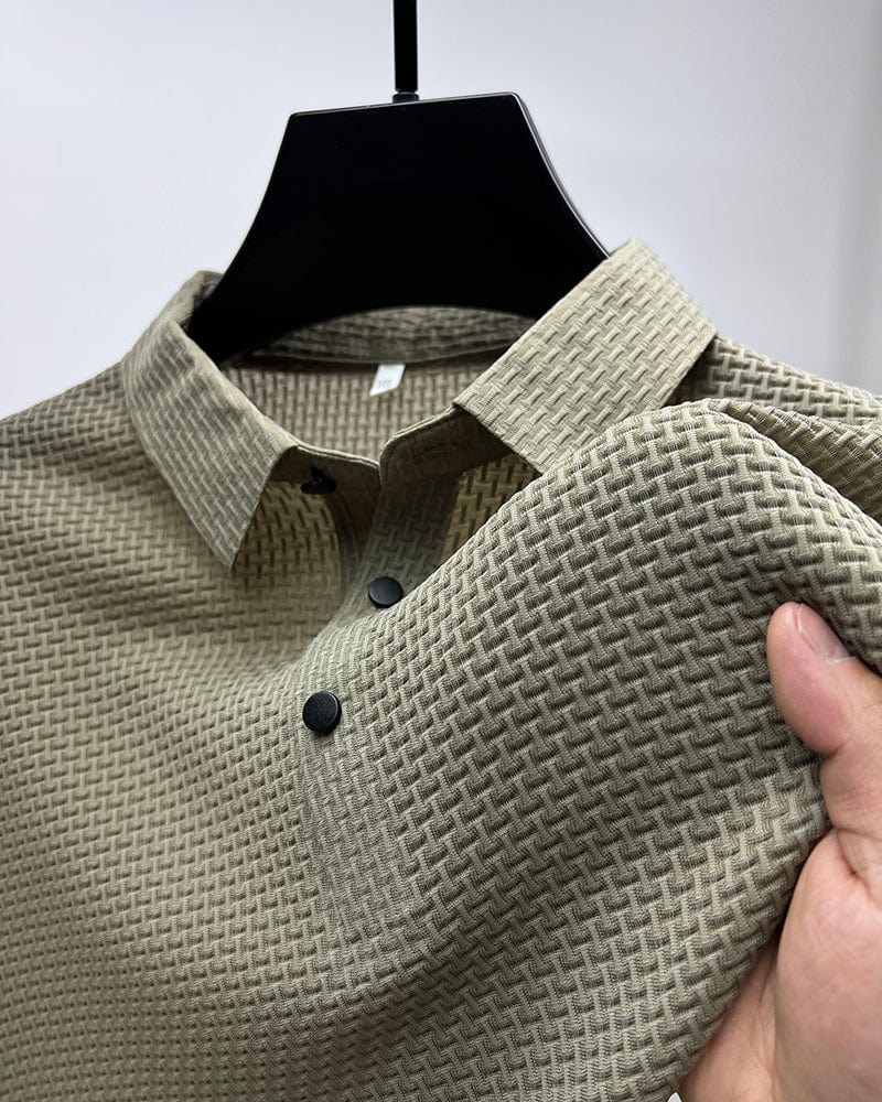 Anton Poloshirt in Beige, Detailansicht der Struktur