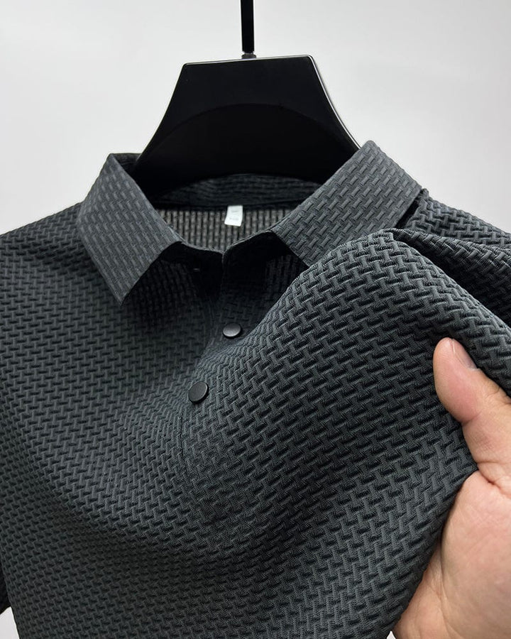 Anton Poloshirt in Grau, Detailansicht der Struktur